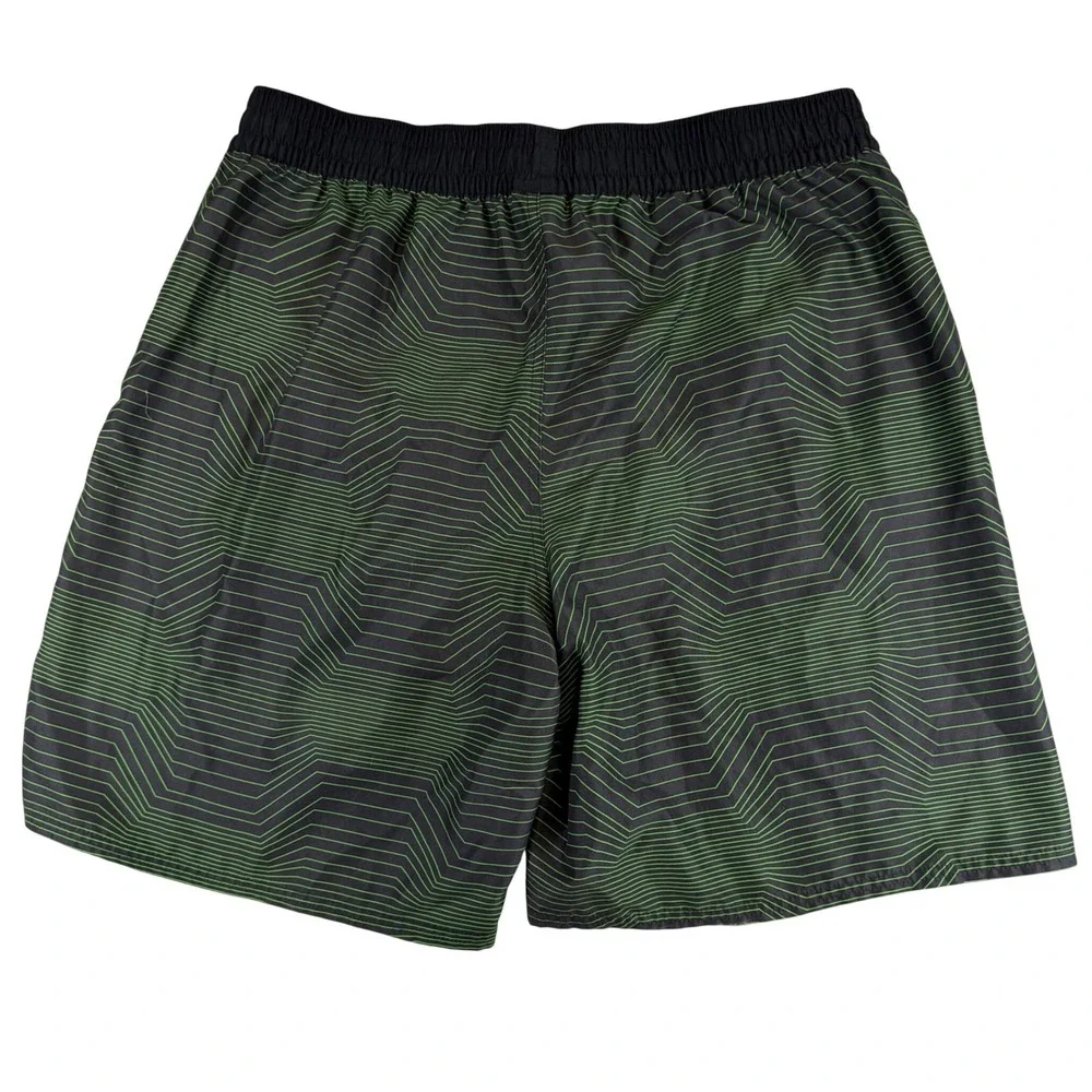 Adidas Mens XXL Swim Trunks Black Neon Green Geometric Board Shorts Mesh Lining